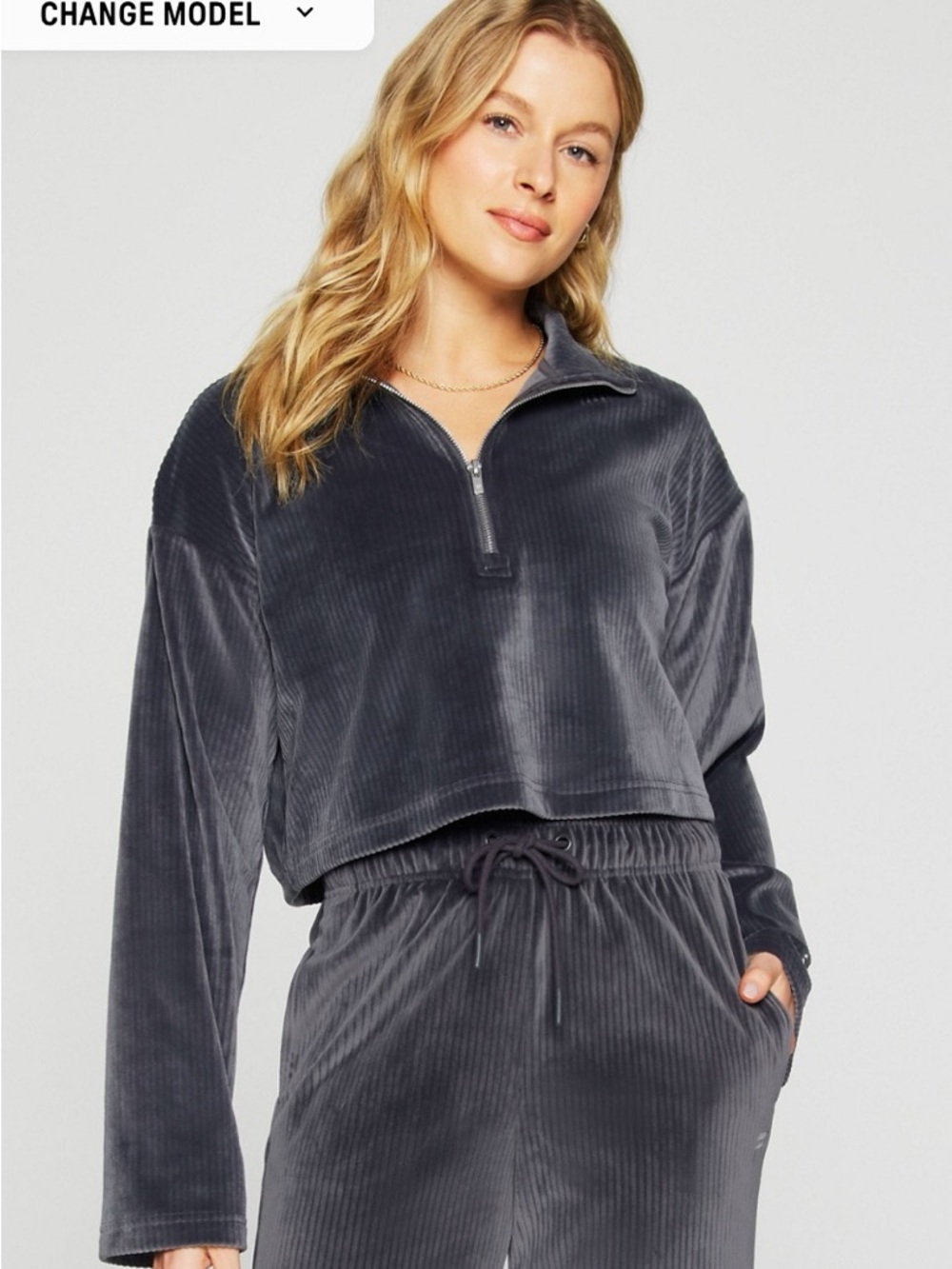 Plush Rib Half Zip Sweatshirt